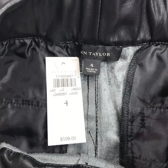 Ann Taylor Black Faux Leather Drawstring Pants - Picture 4 of 8